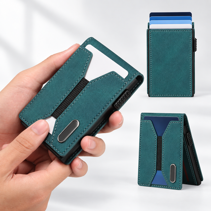 DenIor™ MagSnap — Magnetic Pop-Up Leather Card Wallet