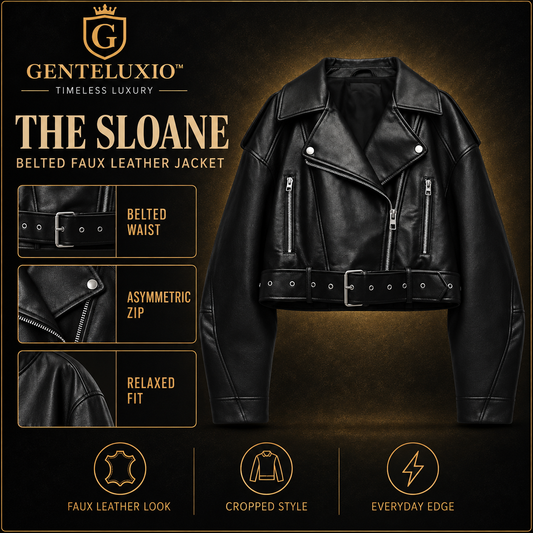 Genteluxio™ The Sloane Belted Faux Leather Jacket