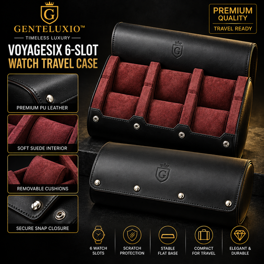 GENTELUXIO™ VoyageSix 6-Slot Watch Travel Case