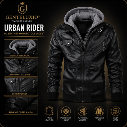 GENTELUXIO™ Urban Rider Men’s PU Leather Motorcycle Jacket