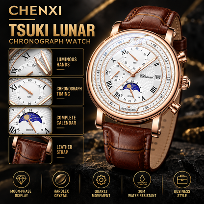 Chenxi 976 Tsuki Lunar Chronograph Leather Strap Men’s Watch
