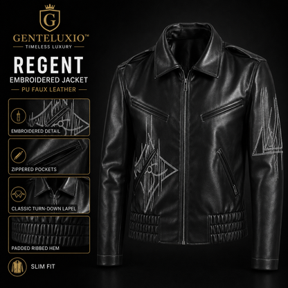 GENTELUXIO™ Regent Embroidered Leather Jacket