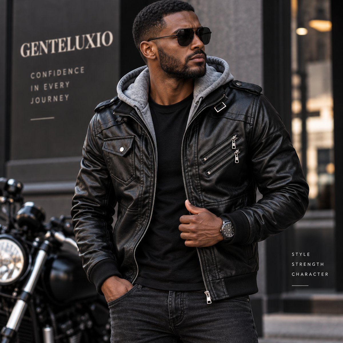GENTELUXIO™ Urban Rider Men’s PU Leather Motorcycle Jacket